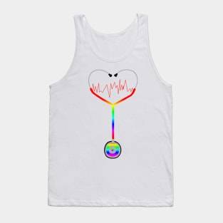 Rainbow Heartbeat Stethoscope Tank Top